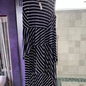 NWT summery navy blue dress with white stripes